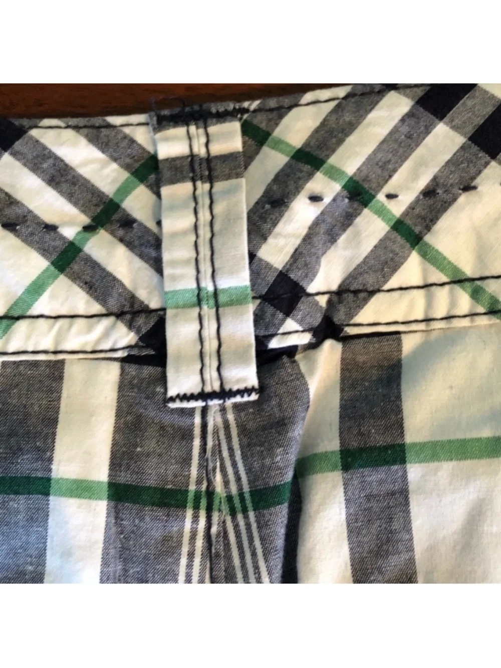 NWT Smart Set plaid print navy white green golf athleisure Bermuda short size 7 - Picture 8 of 15